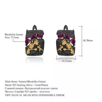 Оригинальные дизайнерские высококачественные серьги в естественном стиле в стиле ретро, серебряные серьги s925 с натуральной розой и гранатом