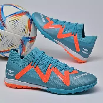 Оригинальные фирменные синие мужские профессиональные футбольные бутсы с нескользящей подошвой для футбола для мужчин, на шнуровке, низкие футбольные кроссовки для мужчин 35