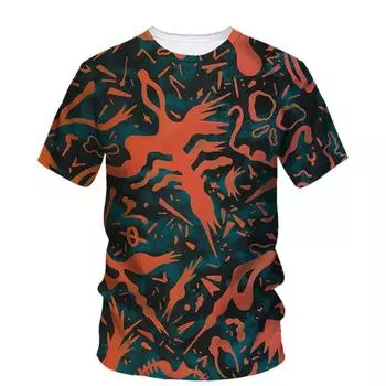 Оригинальные футболки с абстрактным граффити и графикой для мужчин, летняя трендовая богемная футболка с короткими рукавами и принтом в стиле Харадзюку XS