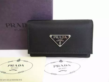 Оригинальные футляры для ключей PRADA из черного нейлона и кожи на 6 фото #8710, восстановленные