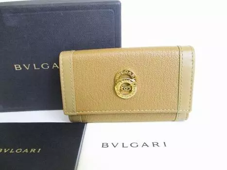 Оригинальные коричневые кожаные ключницы BVLGARI на 6 шт. #8317, восстановленные