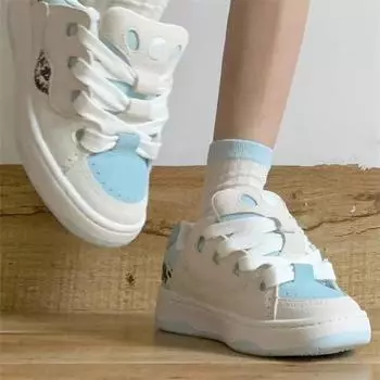 Оригинальные кремово-голубые туфли с молочным узором, универсальные повседневные высококачественные туфли для скейтбординга, износостойкие дышащие спортивные туфли на толстой подошве 35 синий