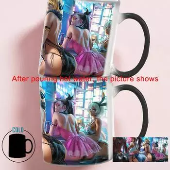 Оригинальные кружки, кофейные чашки, термочувствительные, 5 сексуальных задниц, волшебная кружка BSKT-124, термочувствительная чашка, меняющая цвет, стаканы для сублимации 301-400ml