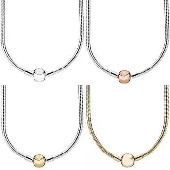 Оригинальные моменты, застежка в виде шарика-лобстера, гладкая цепочка в виде змеи, ожерелье из стерлингового серебра 925 пробы с бусинами, европейские ювелирные изделия своими руками 50cm