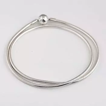 Оригинальные моменты, застежка в виде шарика-лобстера, гладкая цепочка в виде змеи, ожерелье из стерлингового серебра 925 пробы с бусинами, европейские ювелирные изделия своими руками 45cm