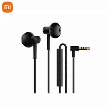 Оригинальные наушники Xiaomi с двойным драйвером, полувкладыши, динамический пьезокерамический гибридный DC MEM, микрофон, цепкий провод, L-образный штекер