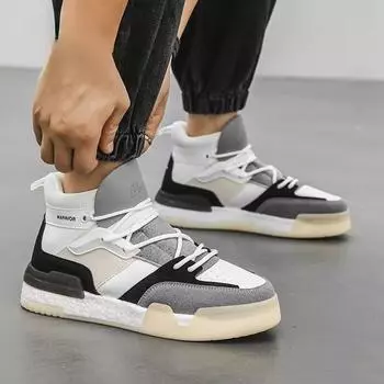 Оригинальные новые модные высокие мужские повседневные туфли на платформе для отдыха на открытом воздухе, удобные мужские кроссовки на шнуровке, вулканизированные Zapatos Hombres 39 бежевый