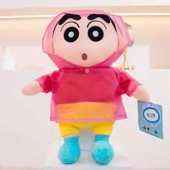 Оригинальные плюшевые игрушки Crayon Shin Chan в дождевике, мягкие, приятные на ощупь, в японском стиле, аниме, каваи, кукла, рождественские подарки для девочки 30cm красный