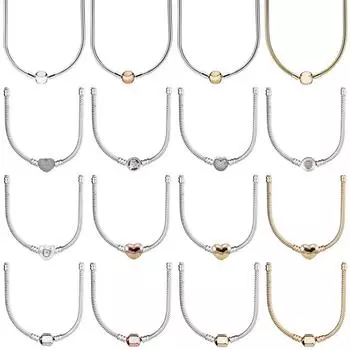 Оригинальные поэтические цветы любовь сердце шар застежка в виде змеи цепочка из стерлингового серебра 925 пробы ожерелье для модные бусы Шарм DIY ювелирные изделия 40cm