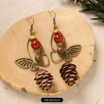Оригинальные серьги-пуссеты с плодами растения-бабочки, ретро нишевый дизайн, литературные длинные серьги-желуди для женщин