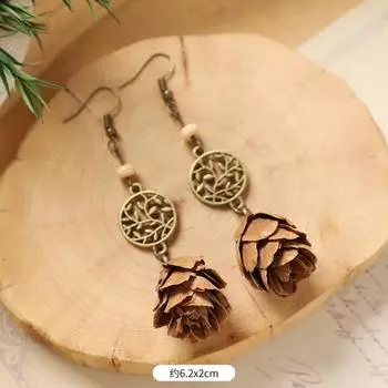 Оригинальные серьги ручной работы с растениями и фруктами, ретро серьги-желуди из дерева, женские литературные серьги с сухофруктами