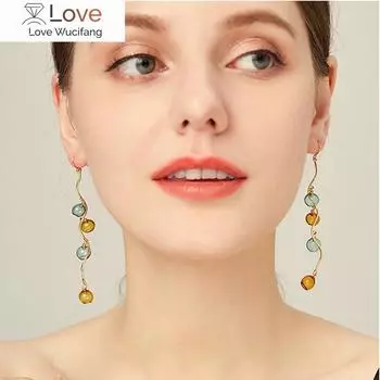 Оригинальные серьги-шарики из выдувного стекла ручной работы для женщин, уникальные длинные серьги-капли смешанного цвета, модные ювелирные серьги-пузыри