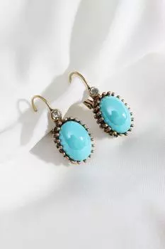 Оригинальные серьги синей овальной формы