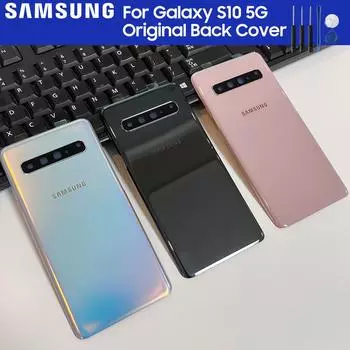 Оригинальные задние крышки чехлов Крышка аккумулятора Корпус для Samsung Galaxy S10 5G Версия Задняя задняя стеклянная крышка чёрный
