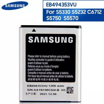 Оригинальный аккумулятор для телефона EB494353VU EB494353VA для Samsung S5330 S5232 C6712 S5750 GT-S5570 i559 S5570 GT-S5282 аккумулятор 1200 мАч