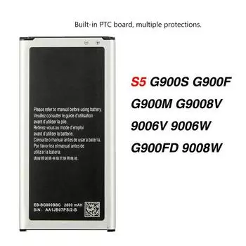 Оригинальный аккумулятор высокого качества EB-BG900BBU для Samsung S5 G900S G900F G900M G9008V 9006 Вт NFC 2800 мА