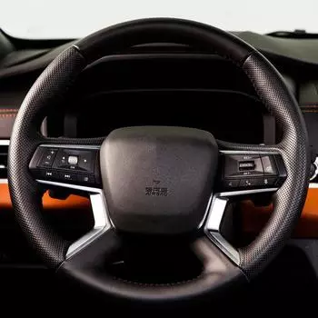 Оригинальный автомобильный чехол на руль своими руками для Mitsubishi outlander 2022-2023, черная кожаная оплетка на руль Black -line