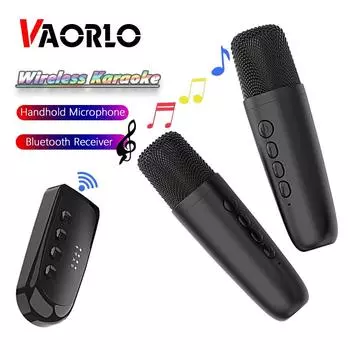 Оригинальный беспроводной микрофон VAORLO + Bluetooth-приемник караоке для двоих с низкой задержкой HD-передача для домашнего медиа-усилителя Singing Speak With 1 Microphone чёрный
