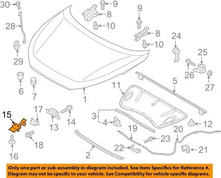 Оригинальный боковой крюк и рычаг REL OEM 81140-D3000 — капот / 81140D3000 для Hyundai Tucson 16-21