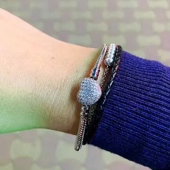 Оригинальный браслет-цепочка из стерлингового серебра 925 пробы с застежкой в виде сердца, бусины, браслет-подвески для женщин, изготовление ювелирных изделий своими руками