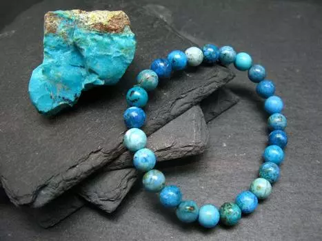 Оригинальный браслет Chrysocola ~ 7 дюймов ~ 6-12 мм круглые бусины 6MM