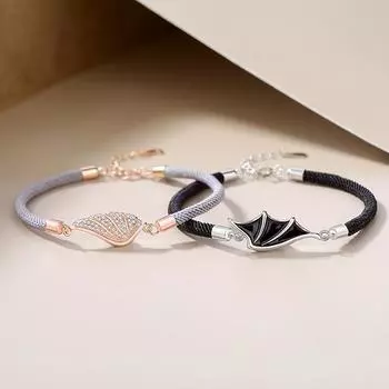 Оригинальный браслет для пары, летний ангел, новый продукт, инкрустированный цирконием, крылья дьявола, мужской и женский серебряный браслет