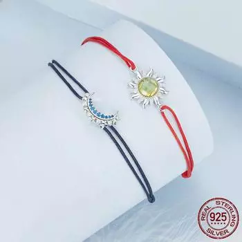 Оригинальный браслет для пары «Солнце и Луна», романтический и теплый браслет из стерлингового серебра S925 «Солнце и Луна», ювелирный браслет Adjustable size
