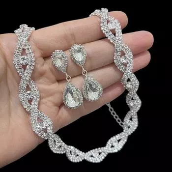 Оригинальный браслет и серьги из циркония Twist, простые свадебные украшения, аксессуары, украшения для свадебного банкета