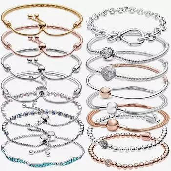 Оригинальный браслет из стерлингового серебра 925 пробы, браслет в форме змеи в форме сердца, регулируемый браслет, сделай сам, женские ювелирные изделия, подарок 19cm