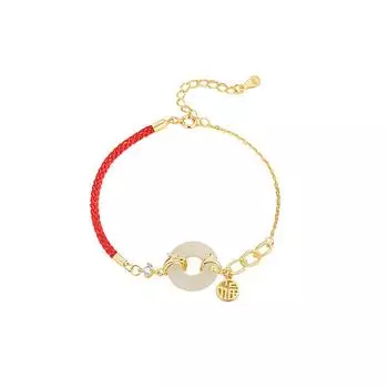 Оригинальный браслет Linglong Ping An с пряжкой, женский браслет в стиле ретро в китайском стиле с изображением фу, красный браслет из веревки Adjustable size