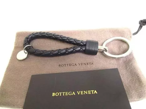 Оригинальный брелок для ключей BOTTEGA BENETA Intrecciato из черной кожи #a162, восстановленный
