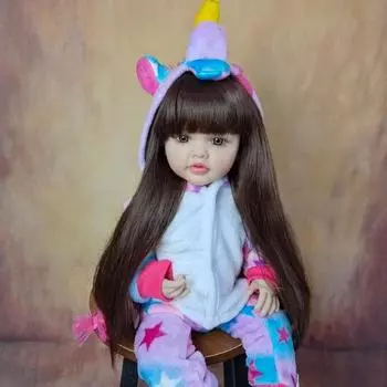Оригинальный бренд, милая 55 см, полностью силиконовый корпус, водонепроницаемая имитация куклы, косплей, цветная одежда с единорогом, куклы Reborn для девочек, детские наряды, фигурки, игрушки 55cm