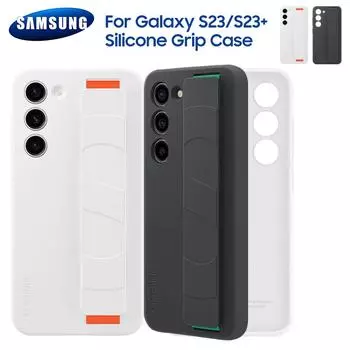 Оригинальный чехол для Samsung Galaxy S23 SM-S911B S23+ S23 Plus SM-S916B с силиконовой ручкой, противоударный чехол со съемным ремешком For Galaxy S23 чёрный
