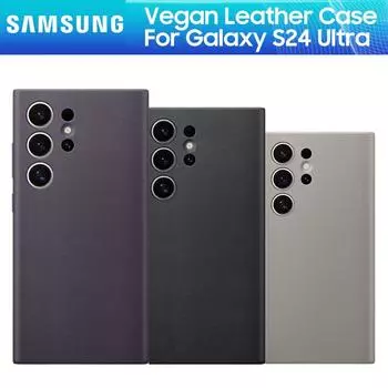 Оригинальный чехол для телефона Samsung Galaxy S24 Ultra 5G из веганской кожи, мягкий шелковистый защитный кожаный чехол