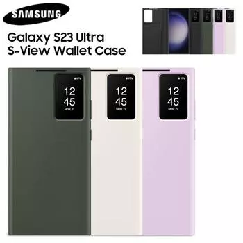 Оригинальный чехол-кошелек Samsung Smart View Flip для Samsung Galaxy S23 Ultra SM-S918B S-View Phone Case Cover чёрный