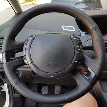 Оригинальный чехол на руль автомобиля на заказ для Citroen C4 Picasso 2007-2013, кожаная оплетка для руля «сделай сам» Black -line