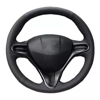 Оригинальный чехол на руль автомобиля «сделай сам», для Honda Civic Old Civic 2006-2011, черная кожаная оплетка для рулевого управления