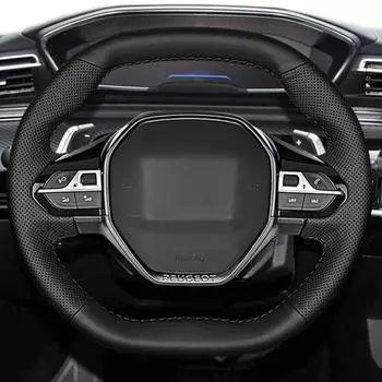 Оригинальный чехол на руль автомобиля «сделай сам», для Peugeot E-208 508 208 3008 4008 5008, кожаная оплетка для руля Black -line