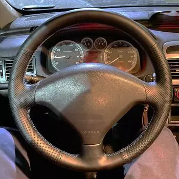 Оригинальный чехол на руль автомобиля «сделай сам», дляPeugeot 307 CC 307 SW 407 SW, кожаная оплетка для руля «сделай сам» Black -line