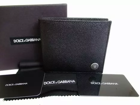 Оригинальный черный кожаный кошелек для купюр DOLCE&GABBANA D&G #7863, восстановленный