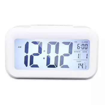 Оригинальный цифровой ЖК-дисплей, будильник с подсветкой, квадратные цифровые часы, домашний декор, электронный будильник, часы с повтором белый