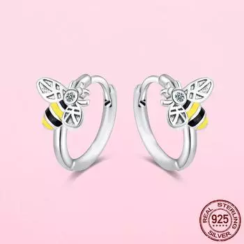 Оригинальный дизайн 925 серебряные серьги маленькие свежие бриллиантовые пчелки милые серьги в виде животных женские ювелирные изделия подарок для друзей жены