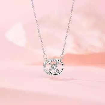 Оригинальный дизайн, двойное кольцо C из нержавеющей стали, ожерелье, ювелирные изделия, женская легкая роскошная нишевая темпераментная циркониевая осенне-зимняя ключичная цепочка