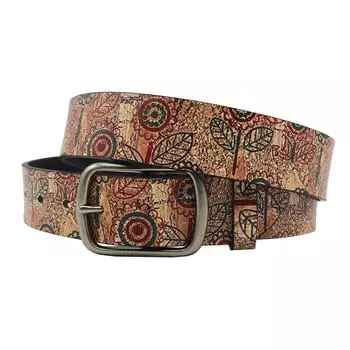 Оригинальный дизайн Ins Leaf Pu Printed Belt, Niche Design Full Pin Buckle Belt 105cm темно-коричневого