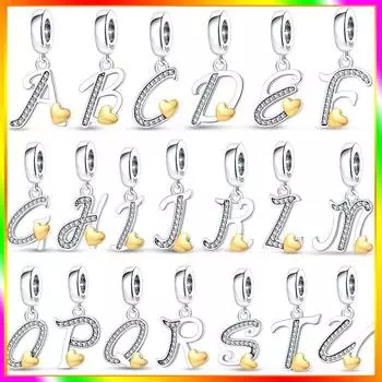 Оригинальный дизайн кулон циркон в форме сердца 26 английских букв AZ шарм бусины подходят 925 оригинальный браслет ожерелье ювелирные изделия