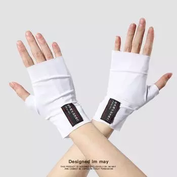 Оригинальный дизайн Летние ледяные шелковые тактические ниндзя с открытыми пальцами Тонкие мужские рыболовные перчатки для защиты от солнца Велосипедные короткие перчатки Женская мода Ultra-Thin Ice Silk: white sleeve One size