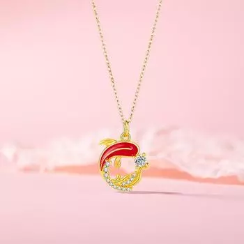 Оригинальный дизайн Lucky Koi ожерелье ювелирные изделия женственность национальный стиль новая китайская нержавеющая сталь ключичная цепочка