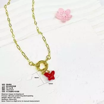 Оригинальный дизайн Медь Капля масла Красный Капля воды Звезда Бабочка Любовь Глаз Подвеска Ожерелье 50 см Шарм Женский Подарок для вечеринки