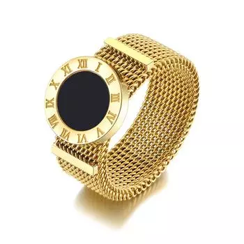 Оригинальный дизайн, римские цифры, цепочка, кольца из титана, черные акриловые обручальные кольца из нержавеющей стали для женщин 6