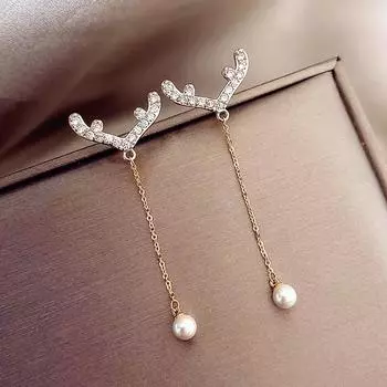 Оригинальный дизайн, рождественские серьги-гвоздики с кисточками в виде оленя, изысканный стиль